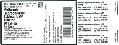 Lable 1000mg 90ct (Label Metformin HCl Tabs 1000mg Bpi(10544 947 90) Heritage(23155 104 10) Rev2)